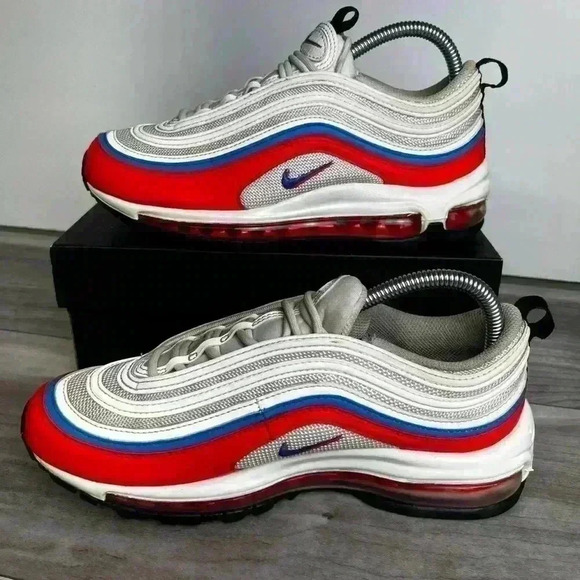 Nike Air Max 97 Womens 8 Double swoosh white/bright crimson/Photo Blue - Picture 2 of 11